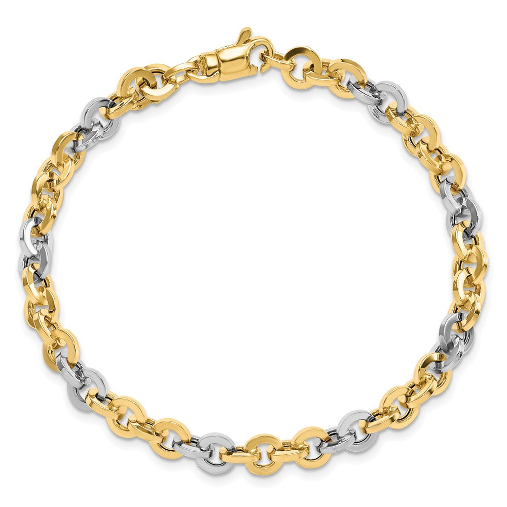 14K White Gold Two-tone Polished Link Bracelet