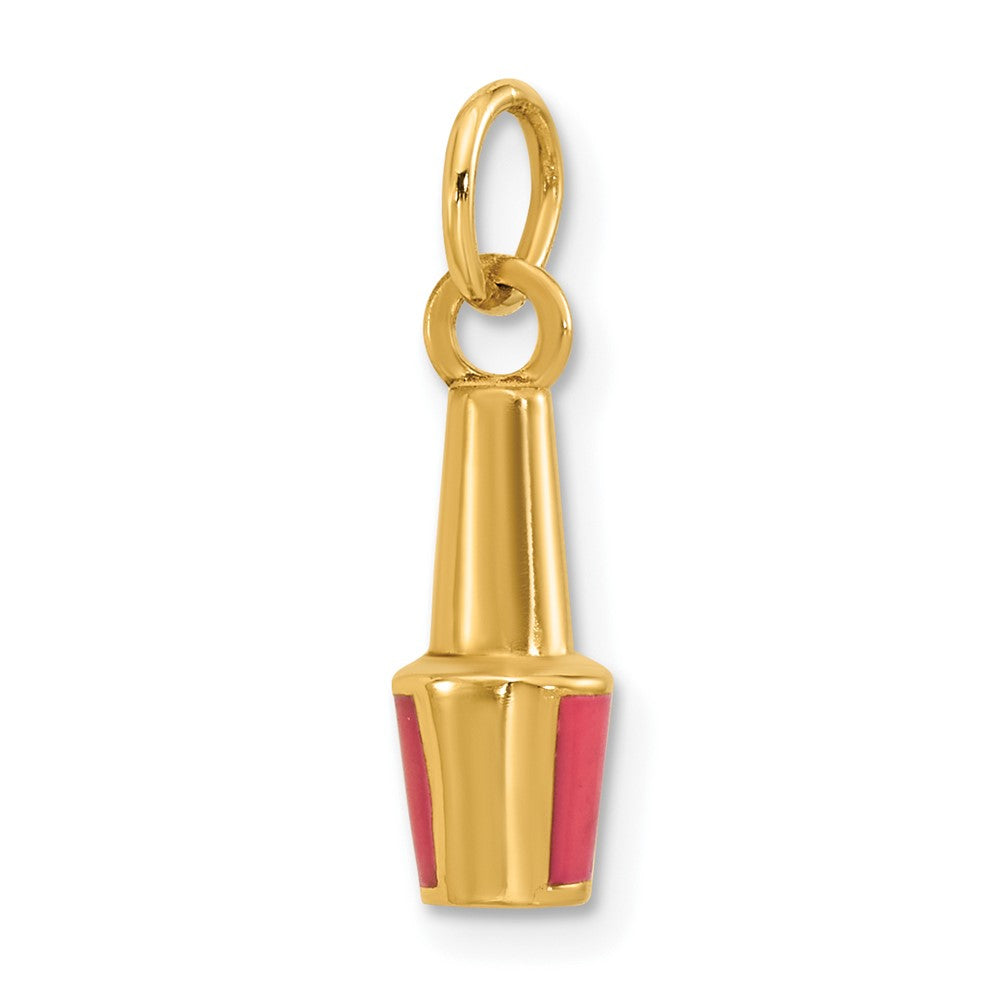 14K Yellow Gold Pink Enameled Nail Polish Charm