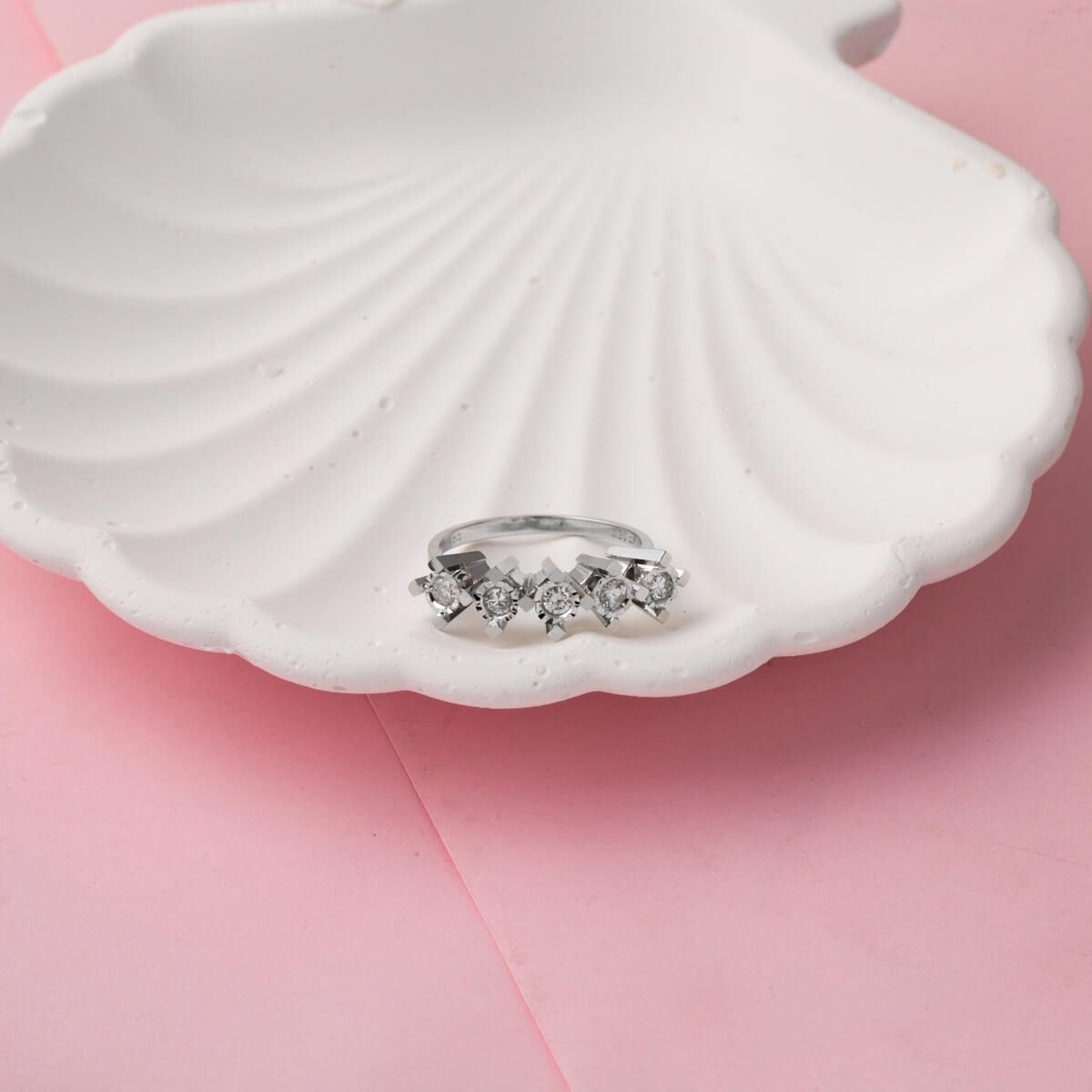 14K White Gold 0.30 Ct Five Stone Diamond Ring