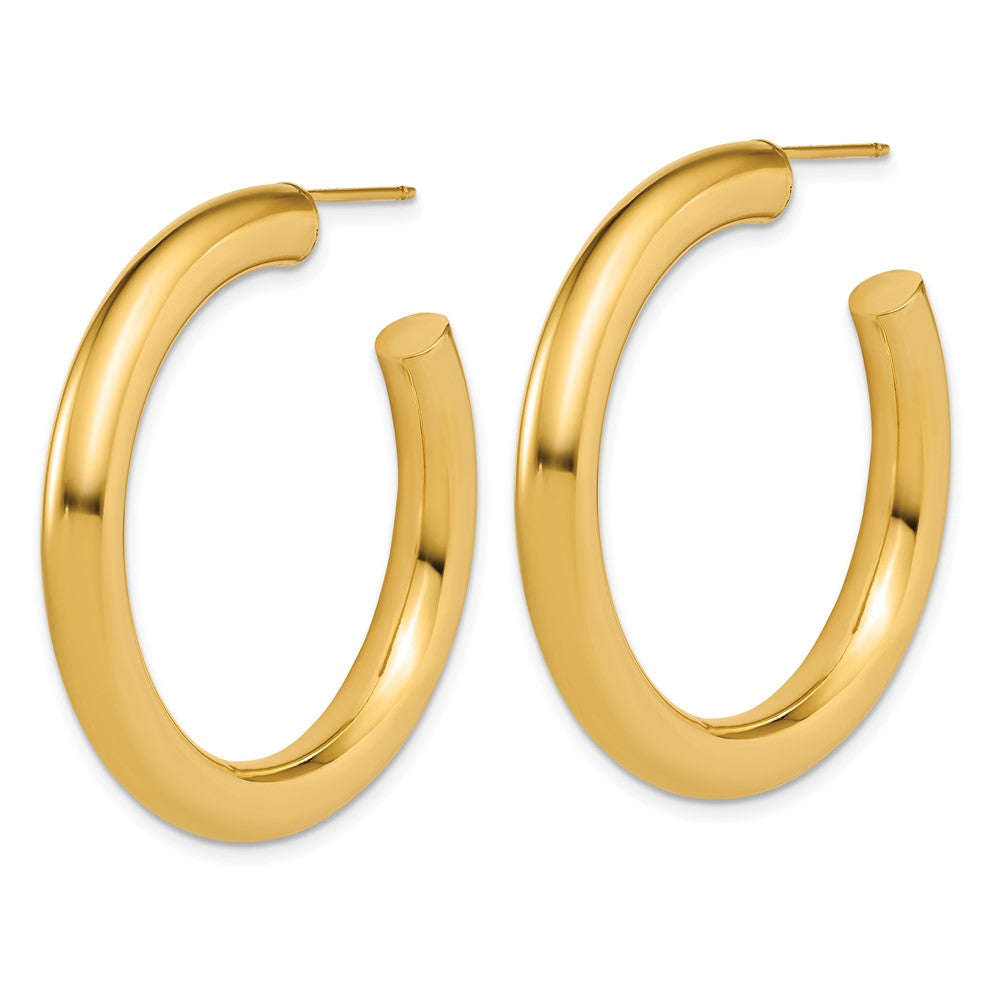 14K Yellow Gold Polished 5.0 x 40mm Tube C-Hoop Post Earrings