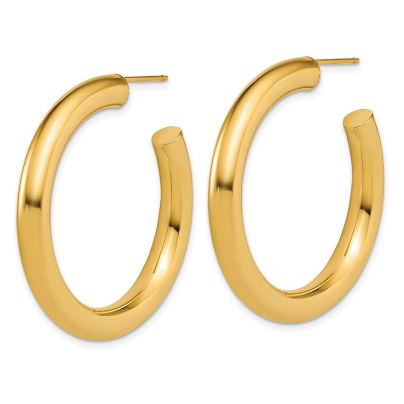 14K Yellow Gold Polished 5.0 x 40mm Tube C-Hoop Post Earrings