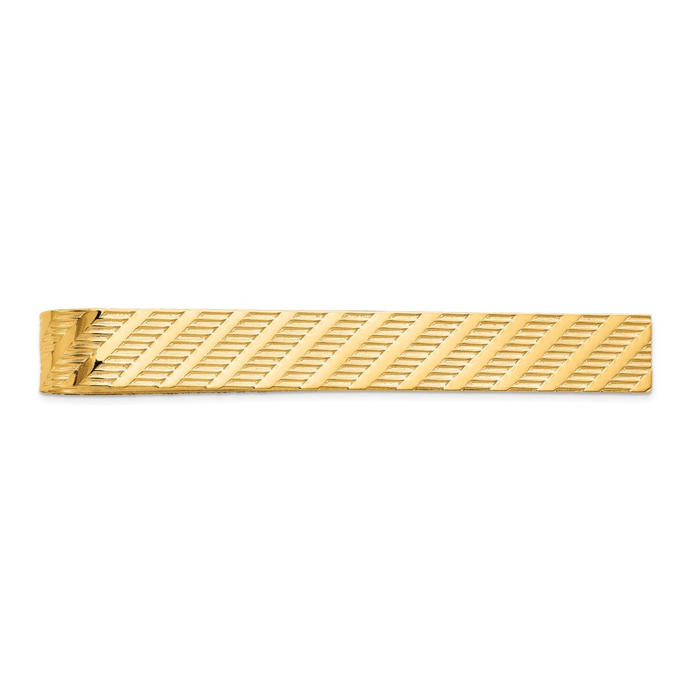 14K Yellow Gold Textured Tie Bar