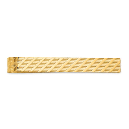 14K Yellow Gold Textured Tie Bar
