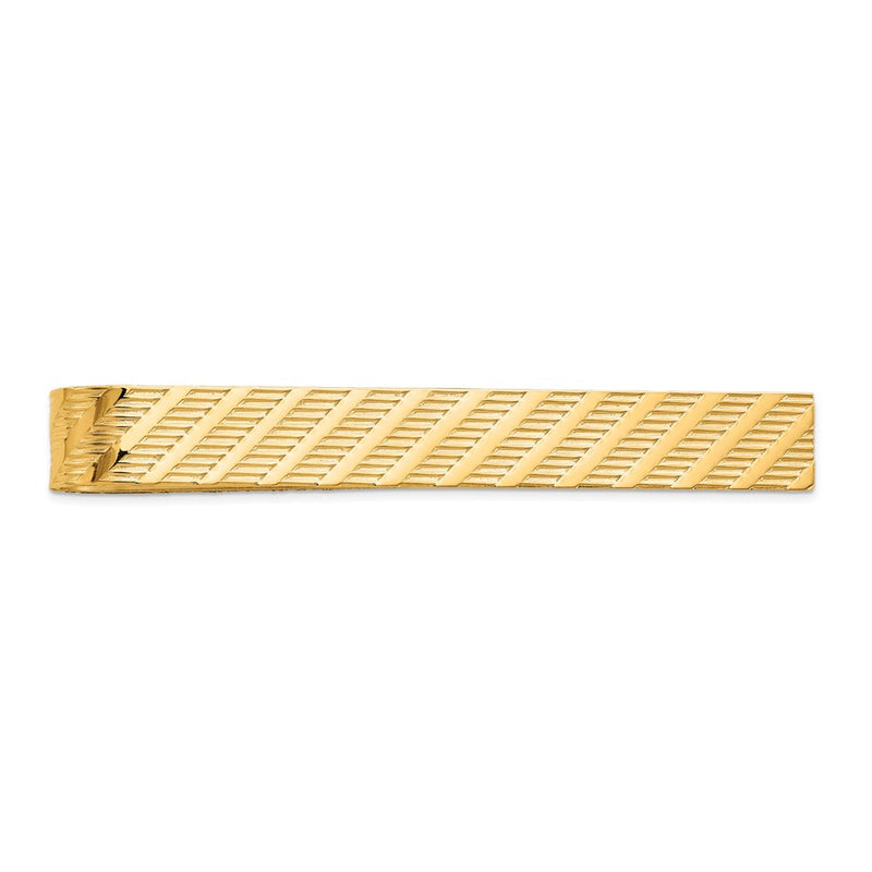14K Yellow Gold Textured Tie Bar