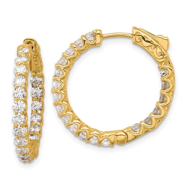 14K Yellow Gold 1.55 carat Diamond In/Out Hoop w/Safety Clasp Earrings