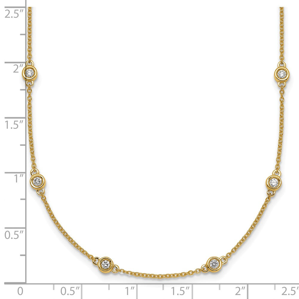 14K Yellow Gold Complete 3/4 carat Bezel-set Diamond and Cable Chain 20-Station 20 Inch Necklace