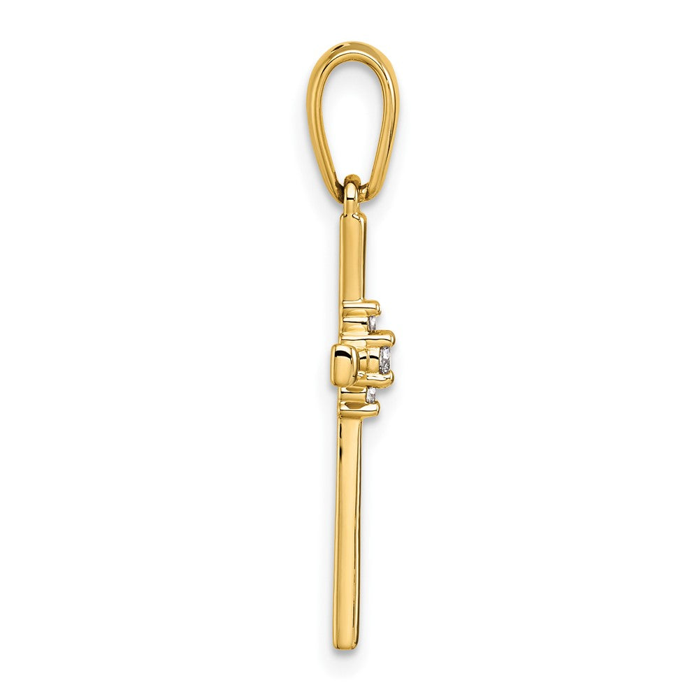 14K Yellow Gold 1/20 carat Diamond Cross Pendant