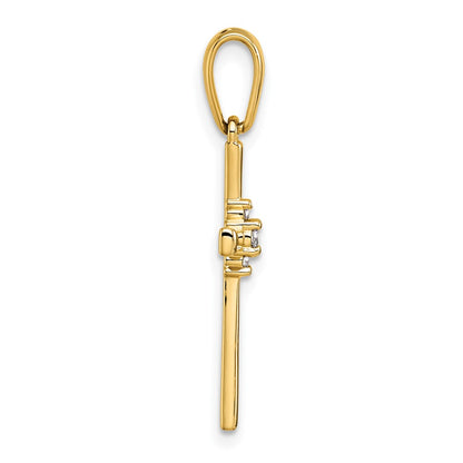 14K Yellow Gold 1/20 carat Diamond Cross Pendant