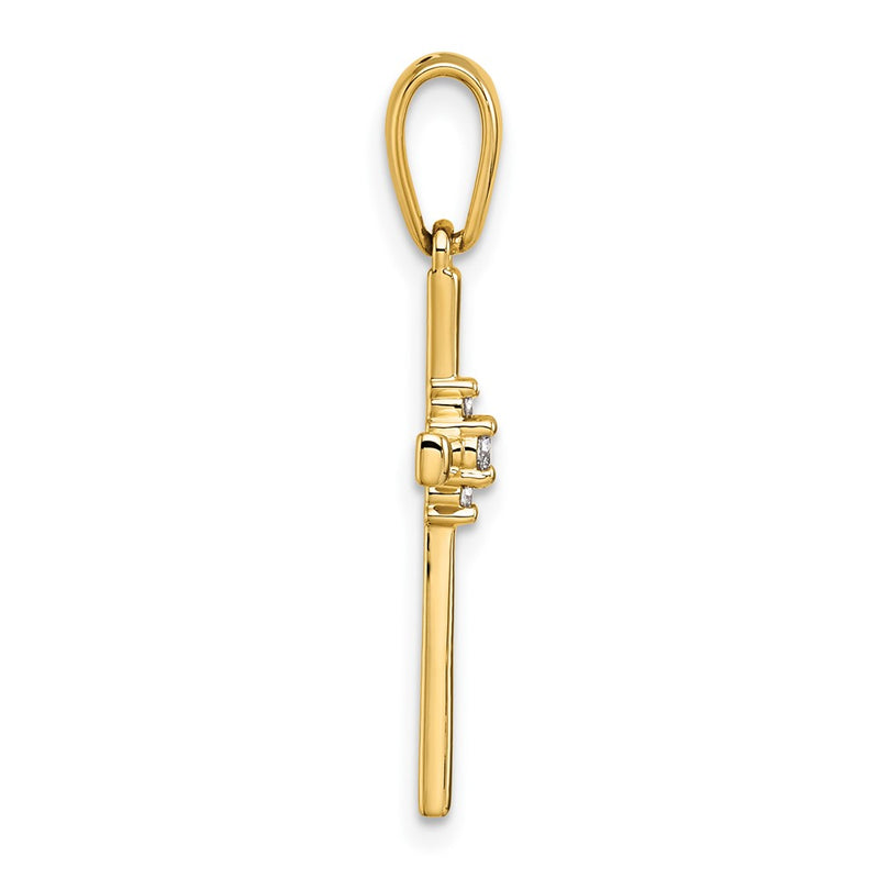 14K Yellow Gold 1/20 carat Diamond Cross Pendant