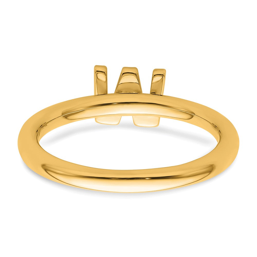14K Yellow Gold Stackable Diamond Initial W Size 7 Ring