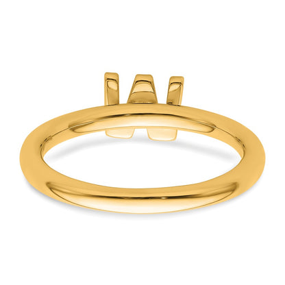 14K Yellow Gold Stackable Diamond Initial W Size 7 Ring