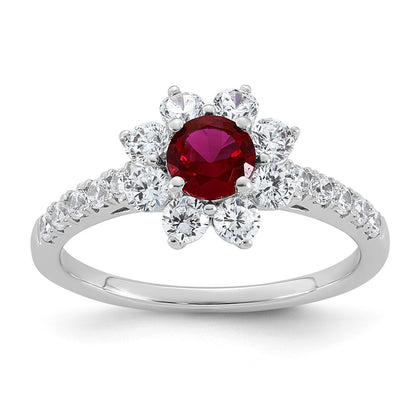 14K White gold VS/SI G+ Lab Grown Diamond and AAA quality Genuine Ruby Ring