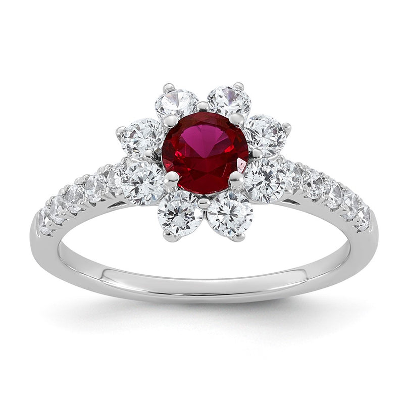 14K White gold VS/SI G+ Lab Grown Diamond and AAA quality Genuine Ruby Ring