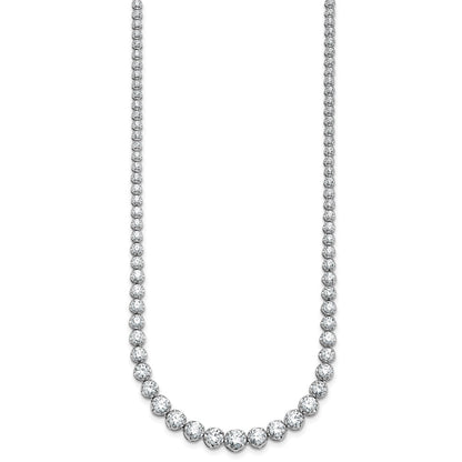 14K White Gold 11 1/15 carat Certified Lab Grown Diamond VS/SI+ G+ Complete Round 20 Inch Graduated Tennis Necklace