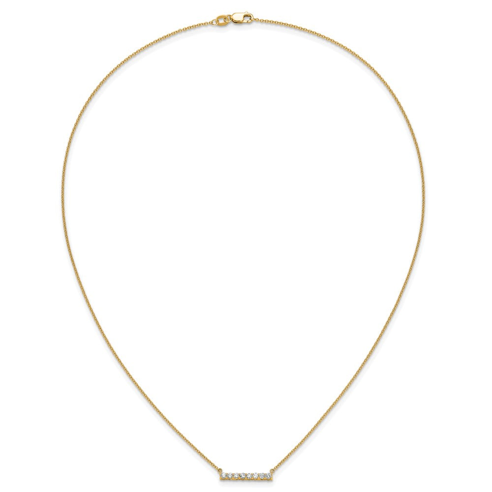 14K Yellow Gold Polished 1/3 carat Diamond Bar 18 Inch Necklace