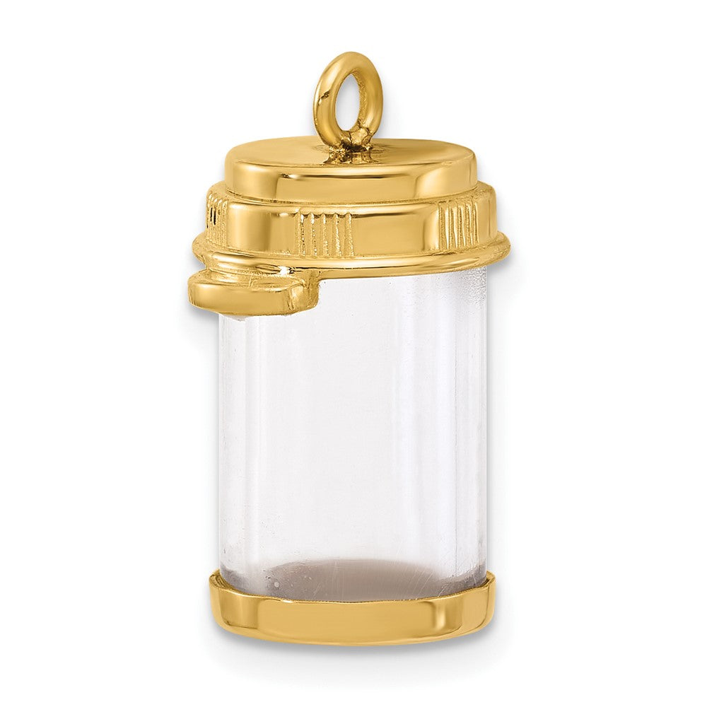 14K Yellow Gold Fancy Pill Bottle Charm