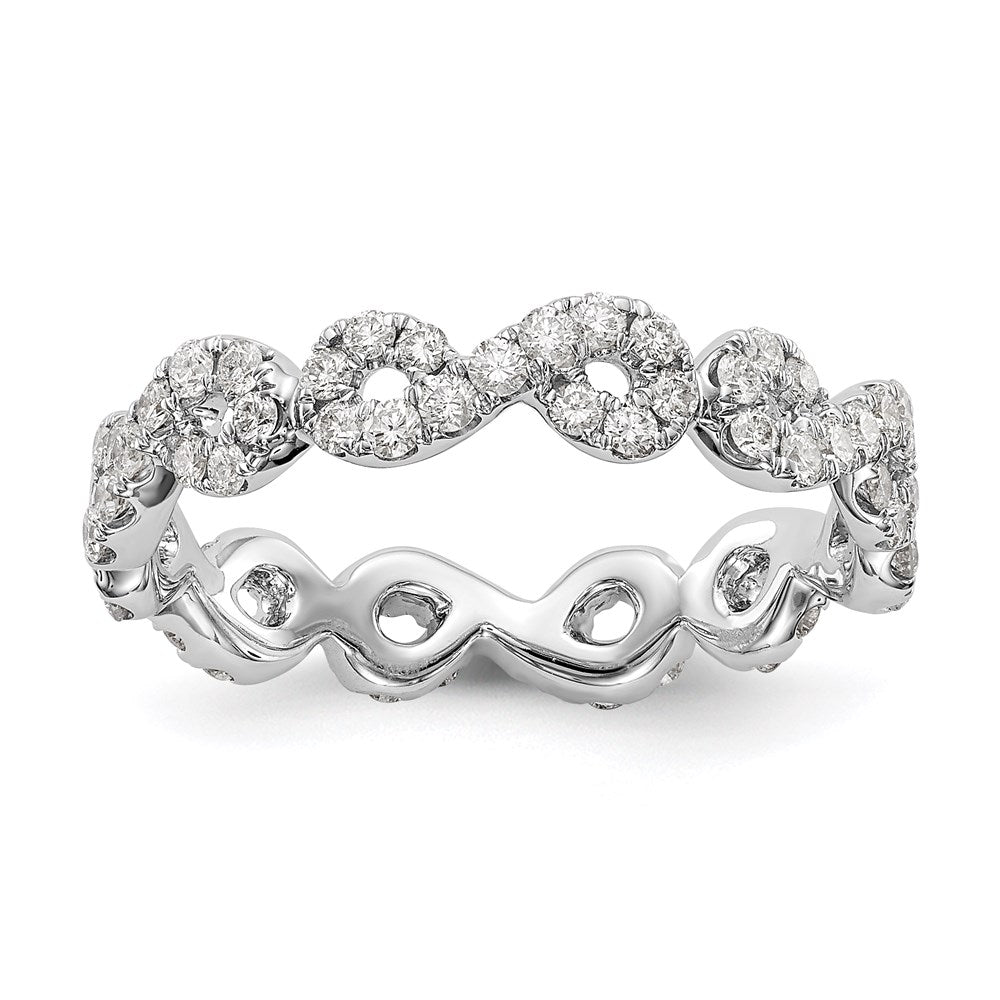 14K White Gold Polished Infinity Shared U Prong Size 7.5 Diamond Eternity B