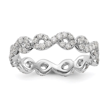 14K White Gold Polished Infinity Shared U Prong Size 7.5 Diamond Eternity B