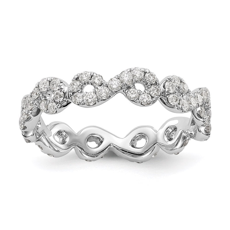 14K White Gold Polished Infinity Shared U Prong Size 7.5 Diamond Eternity B