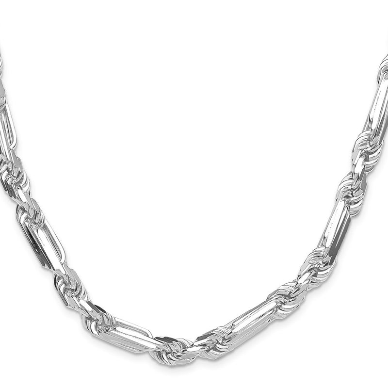 Sterling Silver 8mm D/C Figarope 26 Inch Chain
