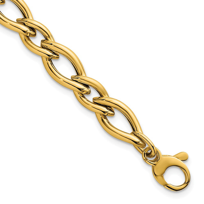 14K Yellow Gold Polished 6.8mm Fancy Twist Link 7.5 Inch Bracelet