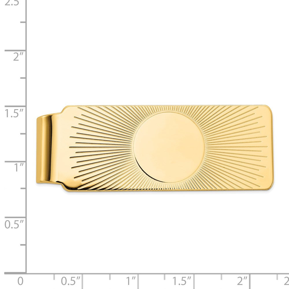 14K Yellow Gold Men's Sunburst Design Money Clip