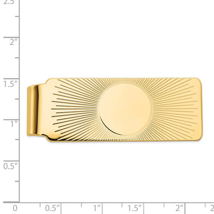 14K Yellow Gold Men's Sunburst Design Money Clip