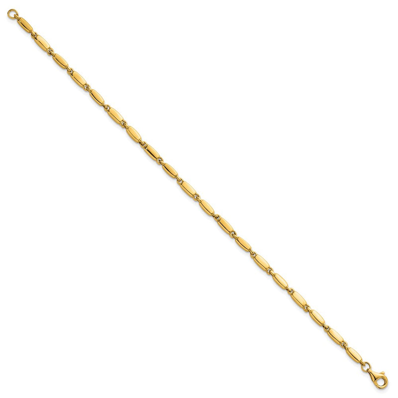 14K Yellow Gold Polished 3mm Fancy Bar Link 7.5 Inch Bracelet