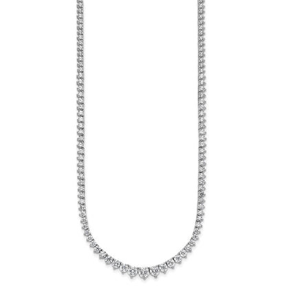 14K White Gold 11 5/8 carat Certified Lab Grown Diamond VS+ F+ Complete Round 20 Inch Graduated Tennis Necklace