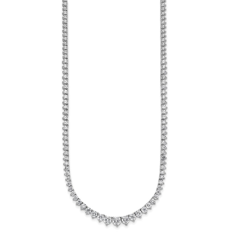 14K White Gold 11 5/8 carat Certified Lab Grown Diamond VS+ F+ Complete Round 20 Inch Graduated Tennis Necklace