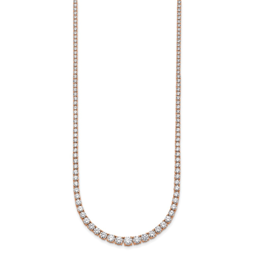 14K Rose Gold 9 7/8 ct Lab Grown Dia VS/SI+ G+ 18 in Grad Tennis Necklace
