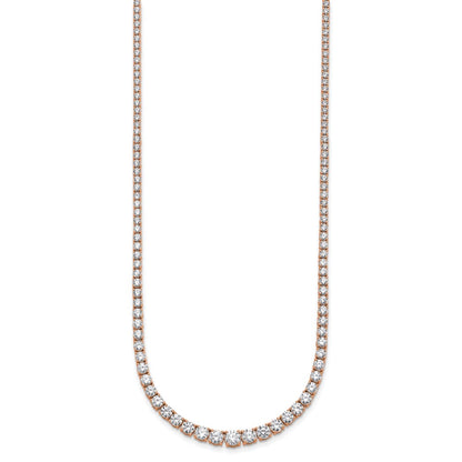 14K Rose Gold 9 7/8 ct Lab Grown Dia VS/SI+ G+ 18 in Grad Tennis Necklace