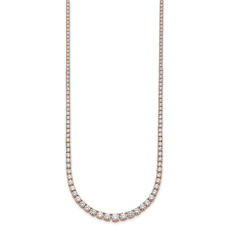 14K Rose Gold 9 7/8 ct Lab Grown Dia VS/SI+ G+ 18 in Grad Tennis Necklace