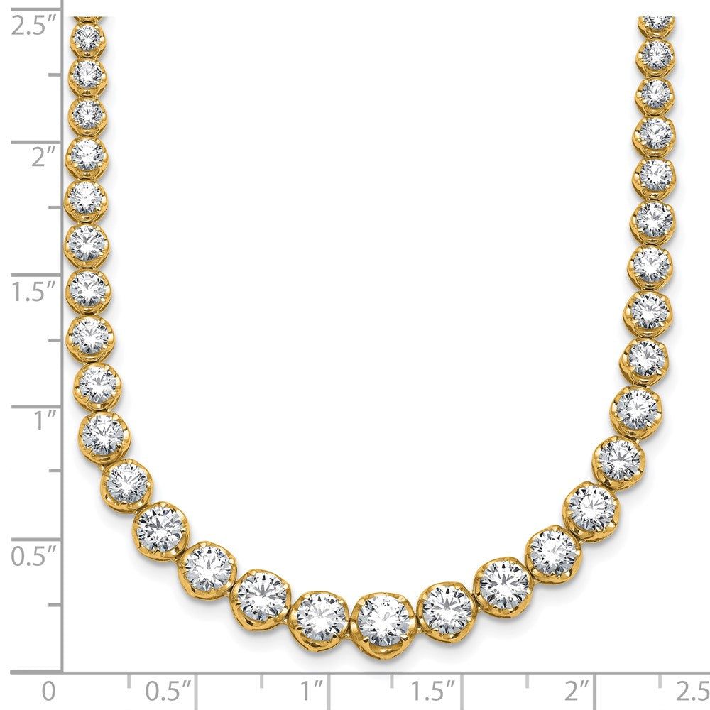 14K Yellow Gold 10 1/20 carat Lab Grown Diamond VS+ F+ Complete Round 16 Inch Graduated Tennis Necklace