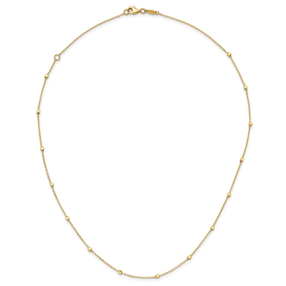 14K Yellow Gold Polished Cube Stations 16 Inch Necklace Plus 2 Inch Extender