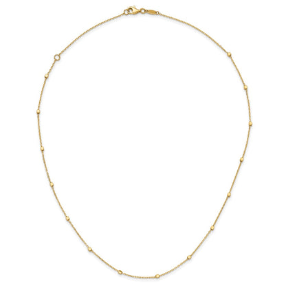 14K Yellow Gold Polished Cube Stations 16 Inch Necklace Plus 2 Inch Extender