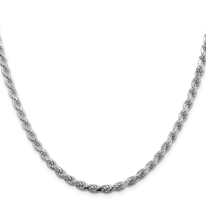 Sterling Silver Rhodium-plated 4.25mm Diamond-cut Rope 30 Inch Chain