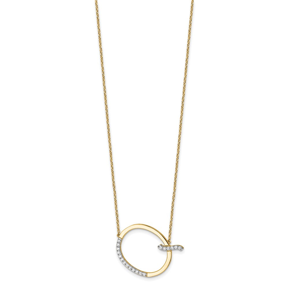 14K Yellow Gold Sideways Diamond Initial Q 18 Inch Necklace
