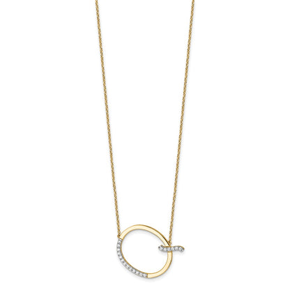14K Yellow Gold Sideways Diamond Initial Q 18 Inch Necklace