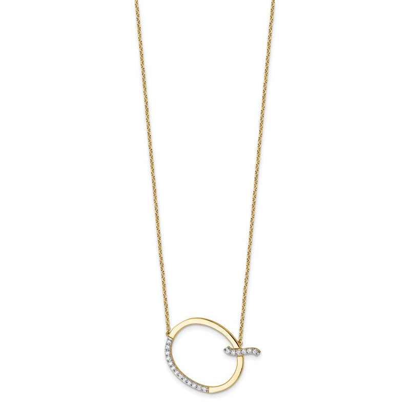 14K Yellow Gold Sideways Diamond Initial Q 18 Inch Necklace