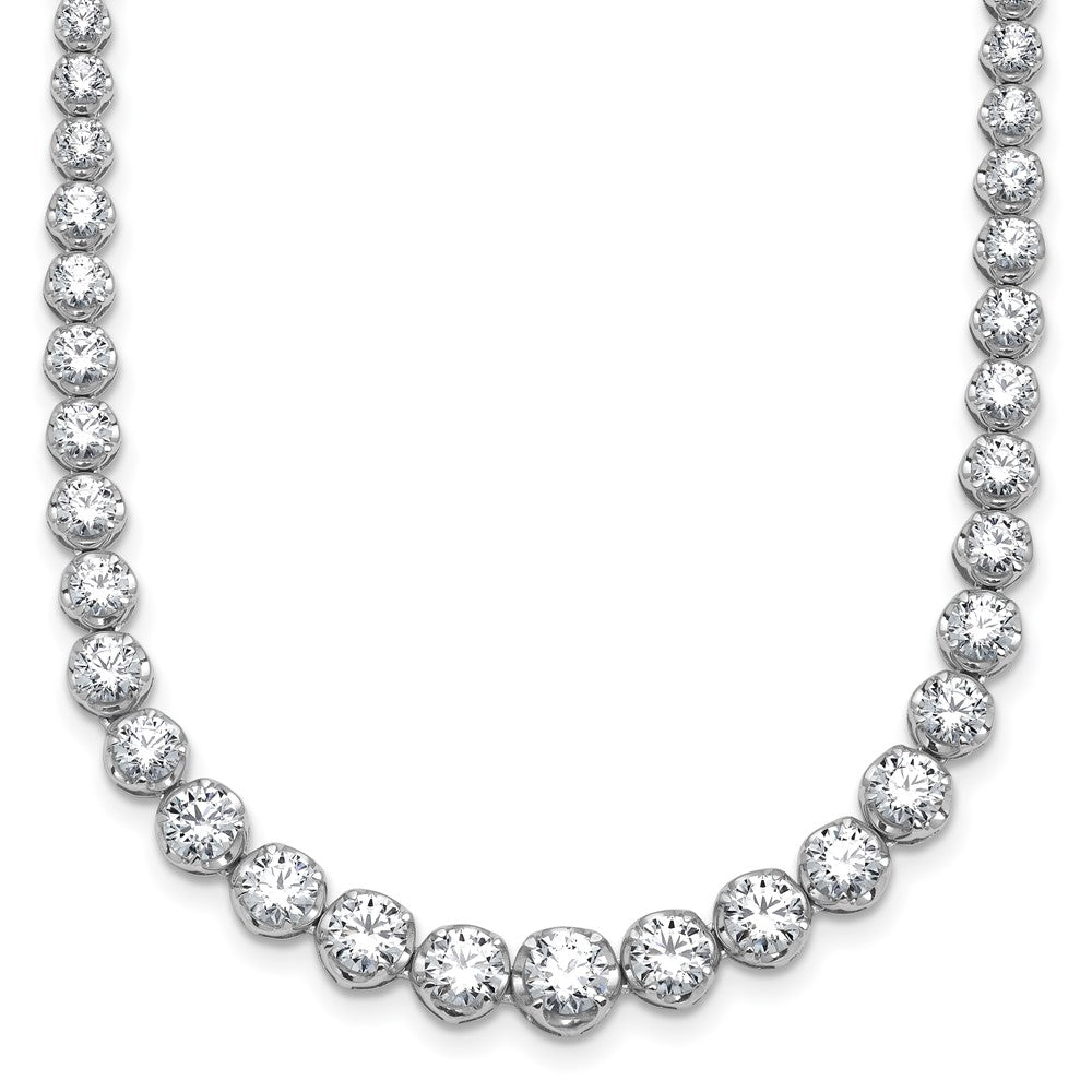 14K White Gold 10 1/20 carat Lab Grown Diamond VS/SI+ G+ Complete Round 16 Inch Graduated Tennis Necklace