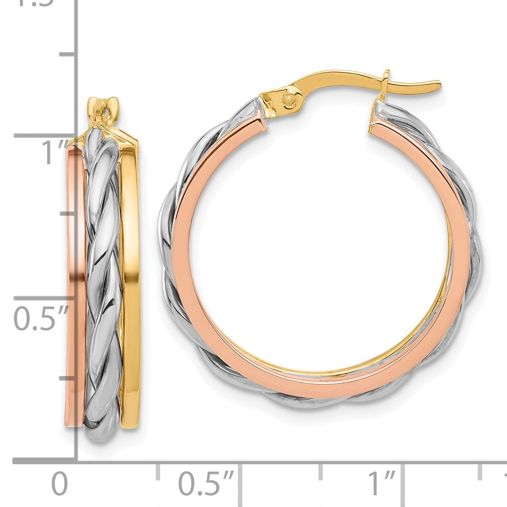 14K Tri-Color Gold Tri-color Polished Hoop Earrings