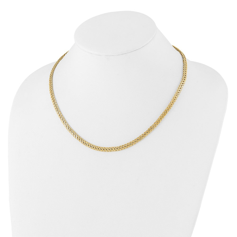 14K Yellow Gold Polished 4.5mm Fancy Diamond-cut Link 18 Inch Necklace