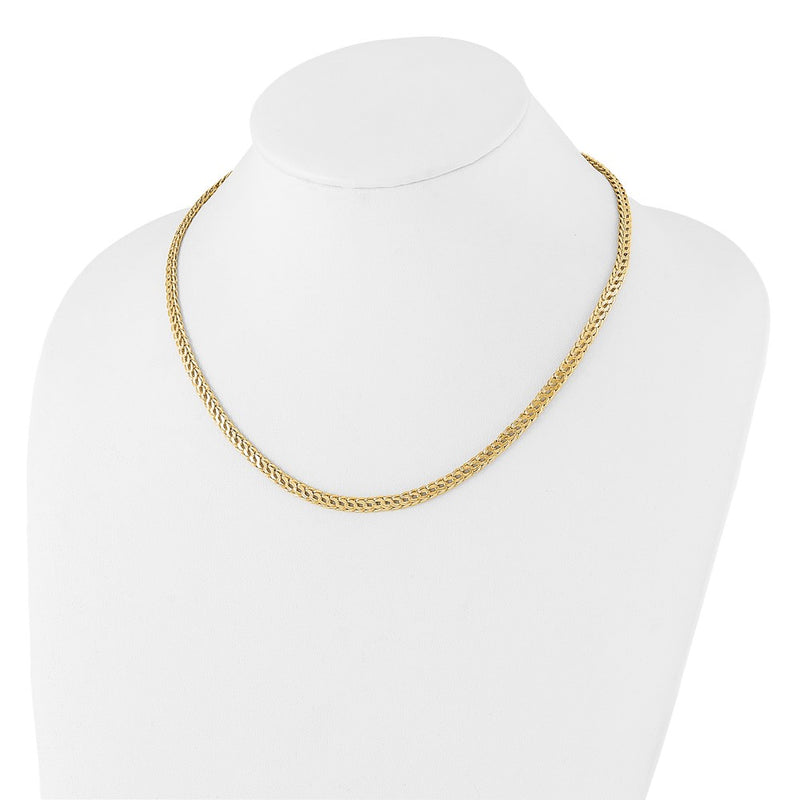 14K Yellow Gold Polished 4.5mm Fancy Diamond-cut Link 18 Inch Necklace