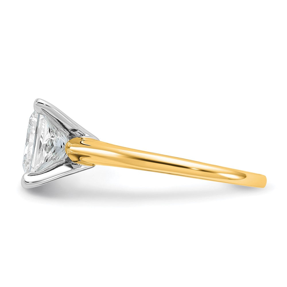 14K Two-Tone Gold Two-tone 2 1/2 carat Certified Lab Grown Diamond VS+ F+ Princess Complete Solitaire Engagement Ring