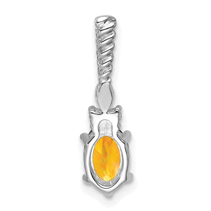 14K White Gold Diamond and 7x5 Oval November/Citrine Twisted Chain Slide