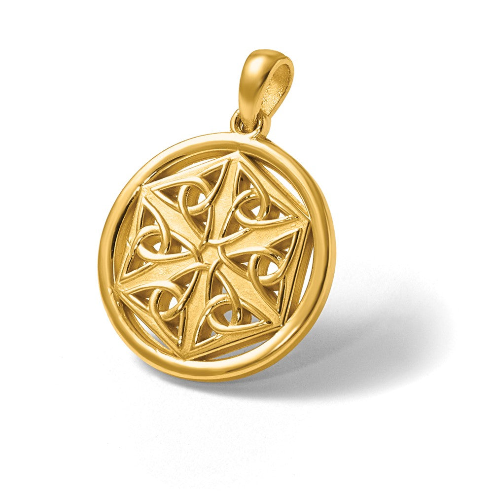 14K Yellow Gold Polished Celtic Knot Hexagon Pendant