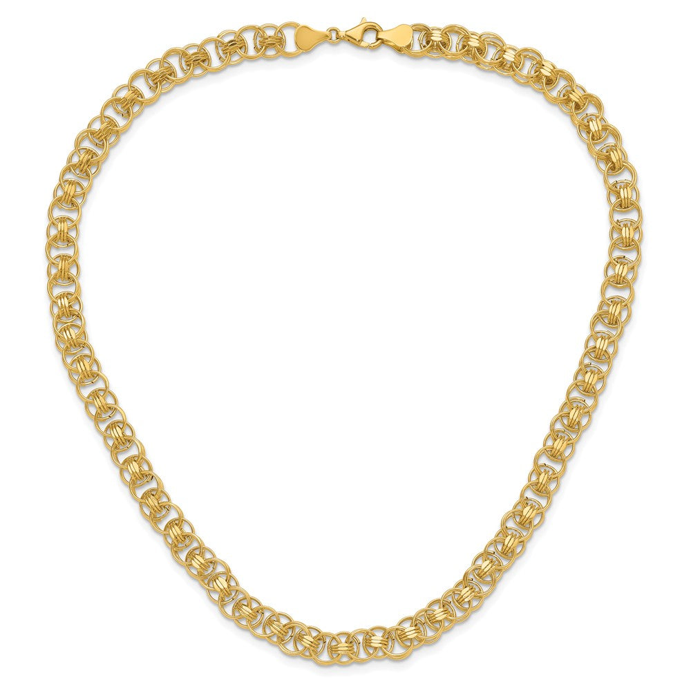 14K Yellow Gold Polished 7.6mm Fancy Double Link 18 Inch Necklace