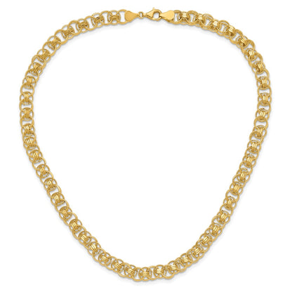 14K Yellow Gold Polished 7.6mm Fancy Double Link 18 Inch Necklace