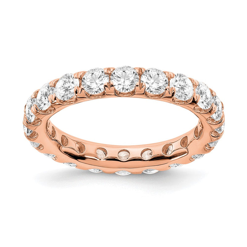 True Origin 14K Rose Gold 3 carat Lab Grown Diamond VS+ F+ Size 8 Complete Eternity Wedding Band Ring